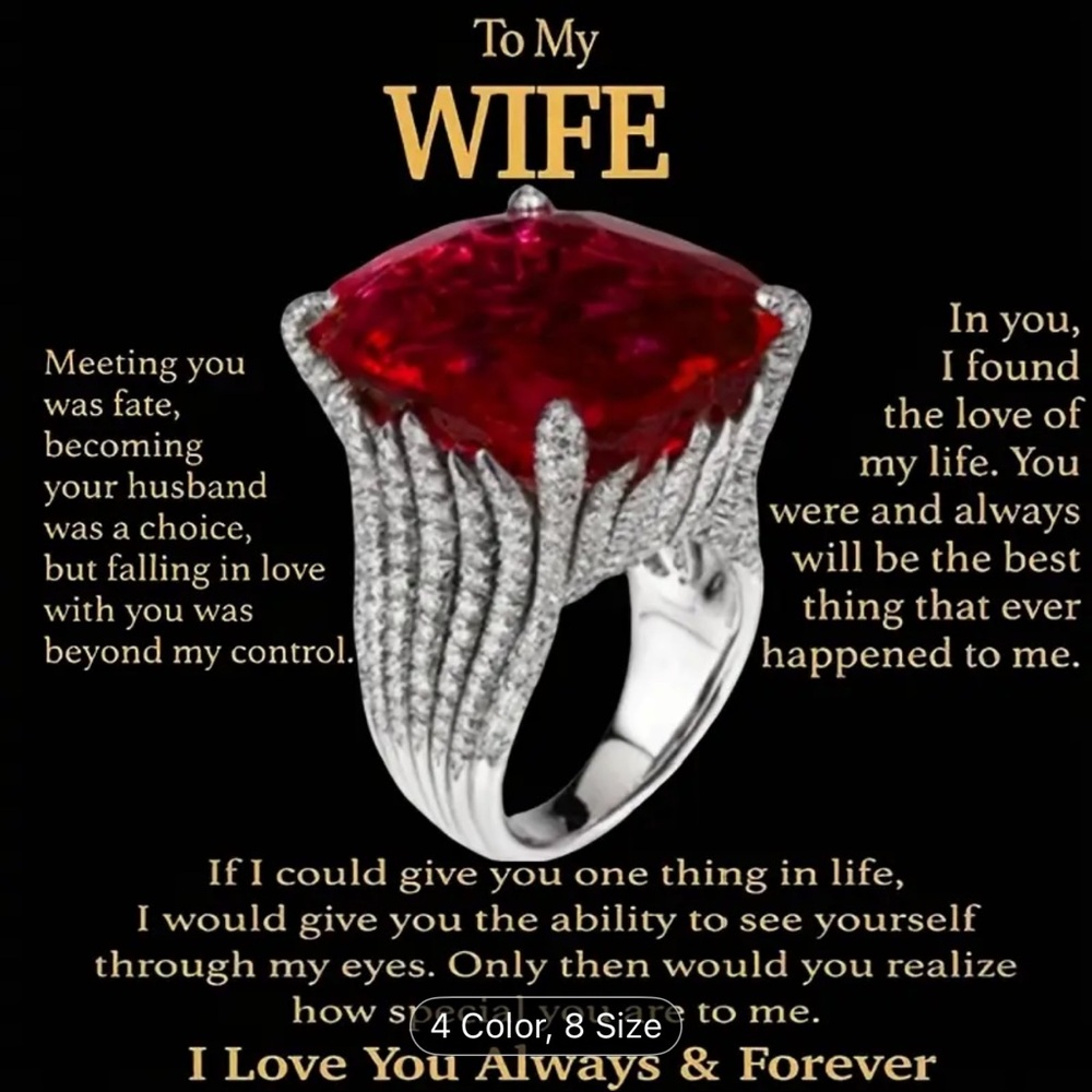 Red Square Bezel Setting Ring with Clear Accent
